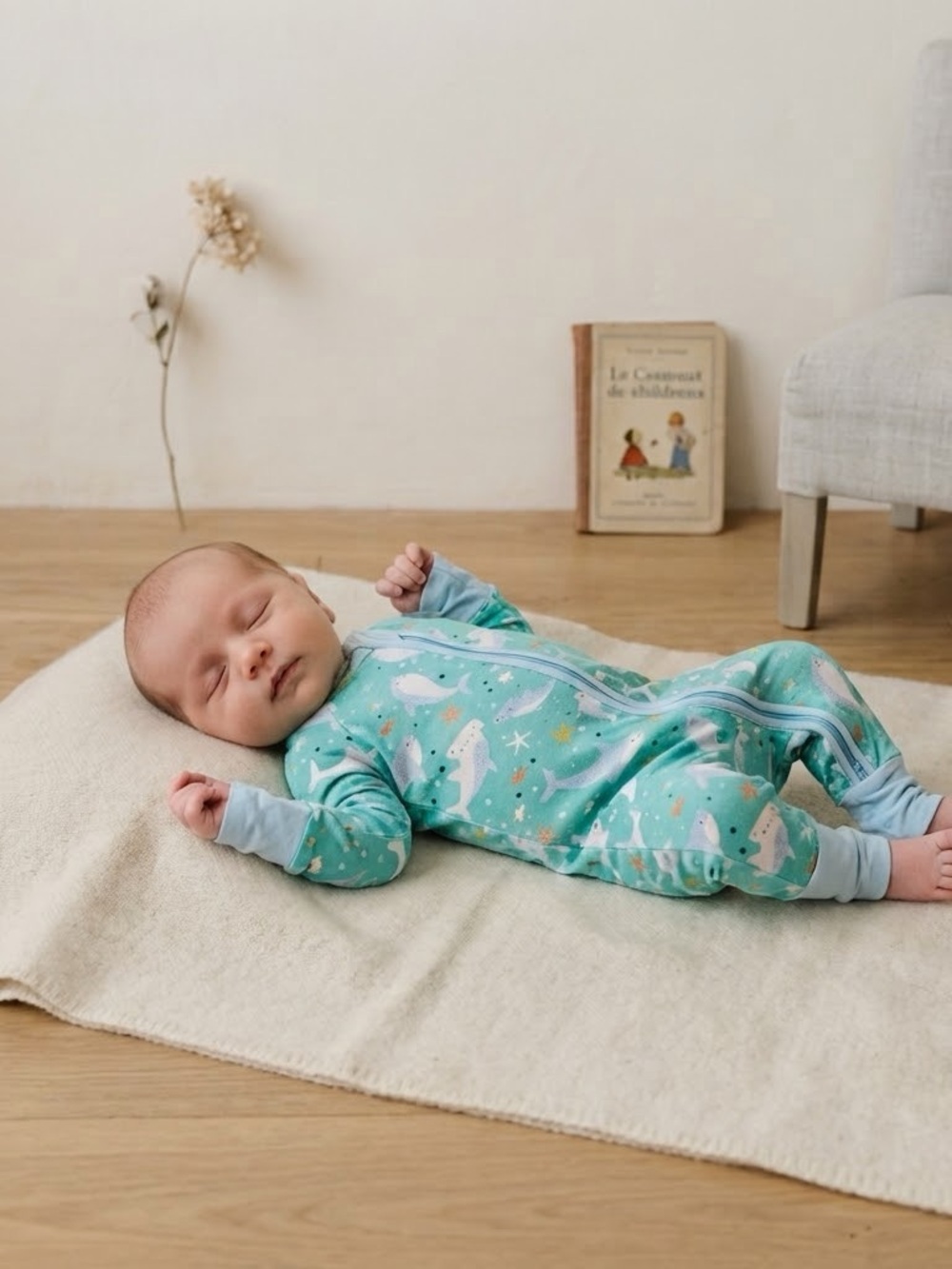 Little Sleepies Ocean Animals Long Sleeve Fold Over Foot Sleeper